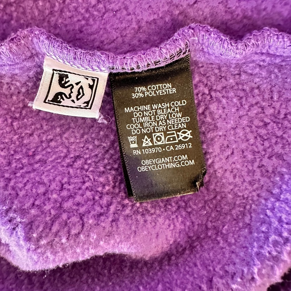 OBEY ICON II Extra Heavy Pullover-Established Hoodie Sweatshirt-Purple-Men's Lge - Picture 11 of 14